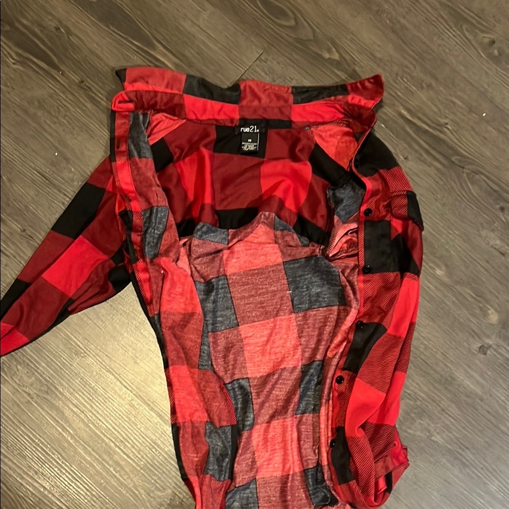Rue21 Red and Black Checkered Shirt